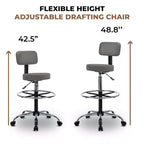 Tabouret de dessin Home Imports Emporium - Tabouret réglable pivotant en similicuir avec repose-pieds et dossier