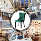 Lot de 6 chaises de salle à manger rembourrées et capitonnées en velours avec pieds en bois massif