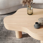 Table basse en pin naturel en forme de nuage à 3 pieds