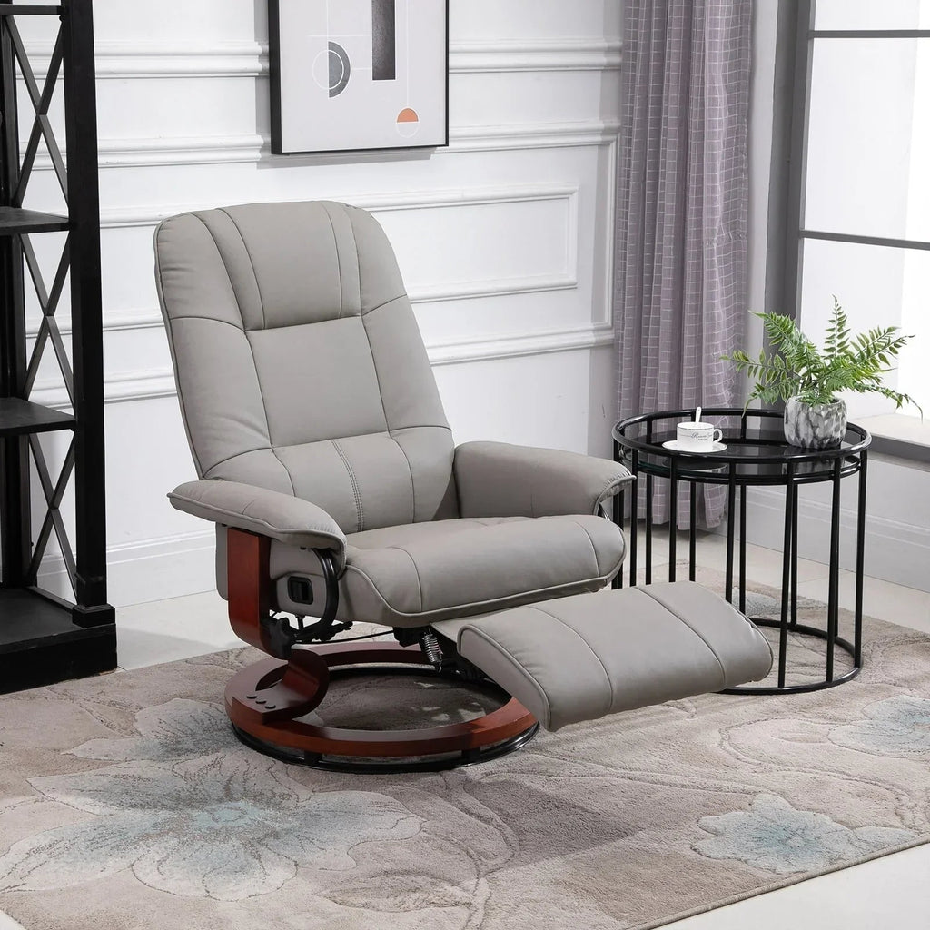 Fauteuil inclinable HomCom en similicuir avec base pivotante manuelle réglable et repose-pieds confortable et relaxant