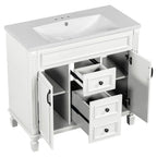 Meuble-lavabo moderne de 36 po avec vasque et armoire à miroir, 2 portes et 2 tiroirs