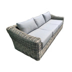 Canapé de jardin Teva Hawaii en osier tricolore gris/blanc cassé/beige avec coussin