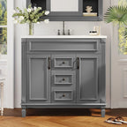 Meuble-lavabo moderne de 36 po avec vasque et armoire à miroir, 2 portes et 2 tiroirs
