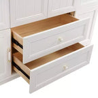 Armoire en bois blanc de 156 cm avec 2 tiroirs, tringle et étagères