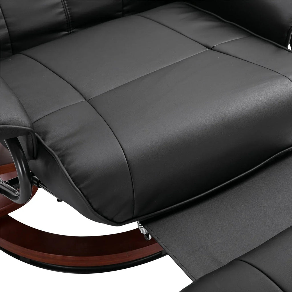Fauteuil inclinable HomCom en similicuir avec base pivotante manuelle réglable et repose-pieds confortable et relaxant