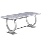 Table de salle à manger moderne avec piètement en U en acier inoxydable