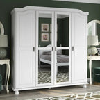 Armoire-penderie Kyle à 4 portes en bois massif 100 % Palace Imports, avec portes en bois massif ou miroir