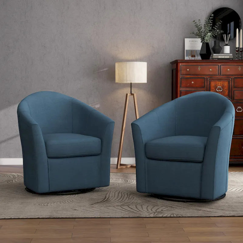 Lot de 2 fauteuils d’appoint modernes pivotants en forme de tonneau, rembourrés, pour le salon