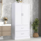 Meuble haut de salle de bain, Meuble avec deux portes et tiroirs, Étagère réglable, Panneau MDF