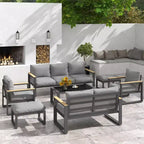 Fauteuil d'extérieur en aluminium Heynemo, 2 pièces, fauteuil simple en métal toutes saisons pour patio, ensemble de conversation pour porche, jardin et arrière-cour