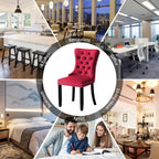 Lot de 6 chaises de salle à manger rembourrées et capitonnées en velours avec pieds en bois massif