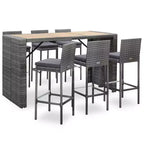 vidaXL Ensemble de bar de jardin 7 pièces Table et chaises de bar d'extérieur en résine tressée noir