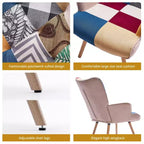 Fauteuil d'appoint ailé capitonné et fauteuil à bascule Peace Nest avec pieds et patins en bois d'hévéa