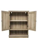 Meuble de toilette sur pied de toilette style ferme avec étagères et portes à fermeture magnétique