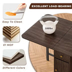 Table de salle à manger pliable ATJafurn 59 avec rabats pour petits espaces, table de cuisine rectangulaire en bois extensible avec roulettes et rangement