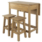 Ensemble de salle à manger 3 pièces avec table à abattants en pin massif