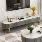 Meuble TV de rangement 79 Glam en marbre gris avec pieds