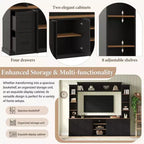 Meuble TV mural 4-en-1 ModernLuxe de style campagnard, convient aux téléviseurs jusqu'à 70 pouces, meuble TV console multimédia avec étagères réglables et tiroirs