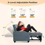 Canapé-lit convertible inclinable en cuir rembourré « Cats Claw » avec coussins pour petits espaces