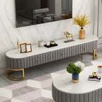Meuble TV de rangement 79 Glam en marbre gris avec pieds