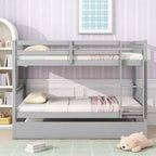 Lit superposé moderne en bois, double sur double avec lit gigogne, convertible en 2 lits