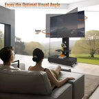 Meuble TV pour téléviseurs de 32 à 75 pouces, Chariot TV mobile à hauteur réglable avec tiroir et roulettes pour salon, chambre, bureaux -ModernLuxe