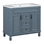 Meuble-lavabo moderne de 36 po avec vasque et armoire à miroir, 2 portes et 2 tiroirs