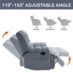 Fauteuil inclinable pivotant et à bascule en tissu Lazy Boy, grand fauteuil berçant manuel rembourré à l’excès avec accoudoirs à coussinet et dossier rembourré