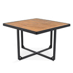 Ensemble de salle à manger d'extérieur 18 pièces en bois d'acacia, 8 chaises rembourrées, 8 poufs et 2 tables carrées