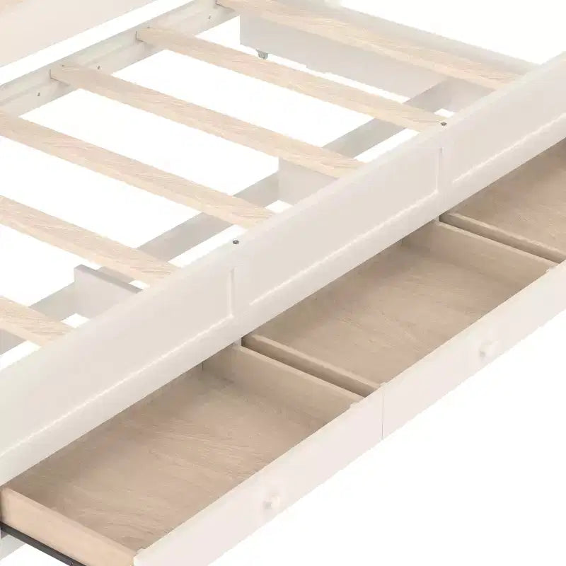 Lit plateforme double/grand format avec lit gigogne, lit à baldaquin en bois de princesse avec 3 tiroirs, lit de rangement avec tête de lit capitonnée pour chambre à coucher