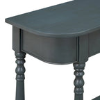 Console étroite rétro avec coin arrondi, tiroir supérieur et étagère ouverte