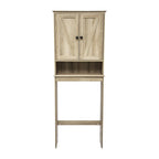 Meuble de toilette sur pied de toilette style ferme avec étagères et portes à fermeture magnétique