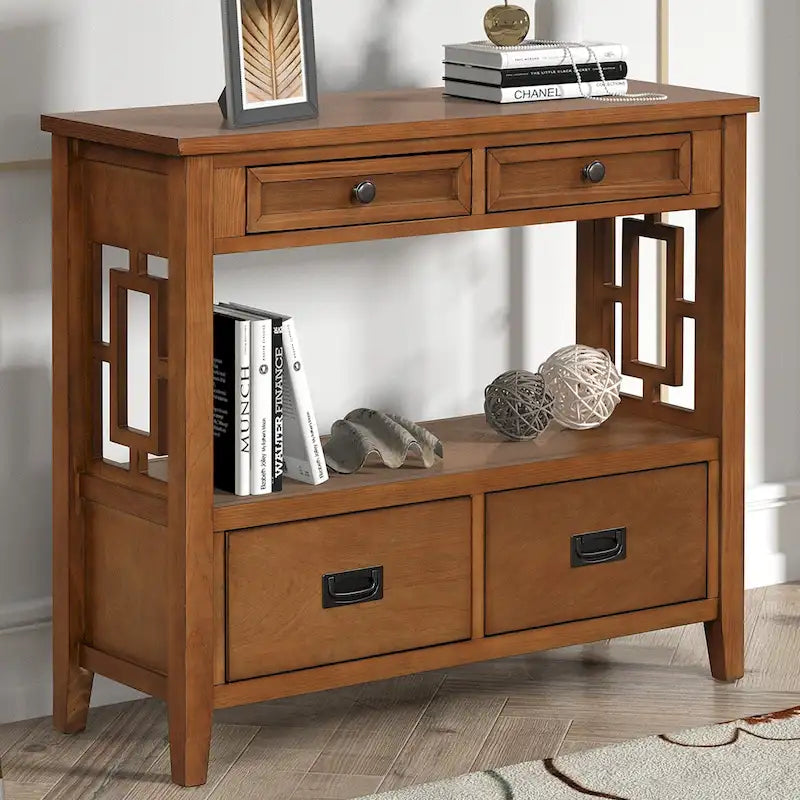 Console avec 4 tiroirs et une étagère de rangement