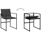 vidaXL Salon de jardin avec coussins 13 pcs Texaline noire - Chaises pliables peu encombrantes, Résistant aux UV, Table en verre trempé