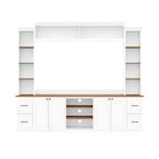Meuble TV mural 4-en-1 ModernLuxe de style campagnard, convient aux téléviseurs jusqu'à 70 pouces, meuble TV console multimédia avec étagères réglables et tiroirs