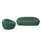 2 PIÈCES Canapé bulle rembourré en tissu nid d’abeille 3D, canapé bulle 3 places et fauteuil individuel pour salon