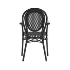 Lot de 4 chaises bistrot Lourdes Thonet empilables avec accoudoirs, en rotin PE et cadre en aluminium, pour l'intérieur et l'extérieur, de la marque Flash Furniture