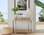 Table console avec plateau en marbre – Brun clair / Gris / Noir délavé, demi-lune, montage par une personne
