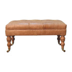 Repose-pieds Artisan Furniture en cuir de buffle tanné, avec roulettes