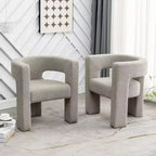 Ensemble de 2 fauteuils rembourrés en tissu bouclette à accoudoirs carrés de 71 cm de large - Kinwell
