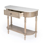 Table console avec plateau en marbre – Brun clair / Gris / Noir délavé, demi-lune, montage par une personne
