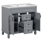 Meuble-lavabo moderne de 36 po avec vasque et armoire à miroir, 2 portes et 2 tiroirs