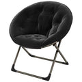 Fauteuil soucoupe, fauteuil moelleux en fausse fourrure, fauteuil lune avec structure métallique pliable, siège d'appoint floral