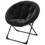 Fauteuil soucoupe, fauteuil moelleux en fausse fourrure, fauteuil lune avec structure métallique pliable, siège d'appoint floral