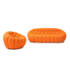 2 PIÈCES Canapé bulle rembourré en tissu nid d’abeille 3D, canapé bulle 3 places et fauteuil individuel pour salon
