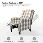 Fauteuil inclinable manuel "push-back" de style Mid-Century Modern avec dossier à oreilles