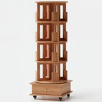 Bibliothèque verticale étroite rotative en bois