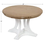 Table basse ronde en bois, marron rustique et blanc, piètement entrecroisé