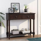 La console traditionnelle Misty Moon Daisy Series avec deux tiroirs et une étagère inférieure (Espresso)