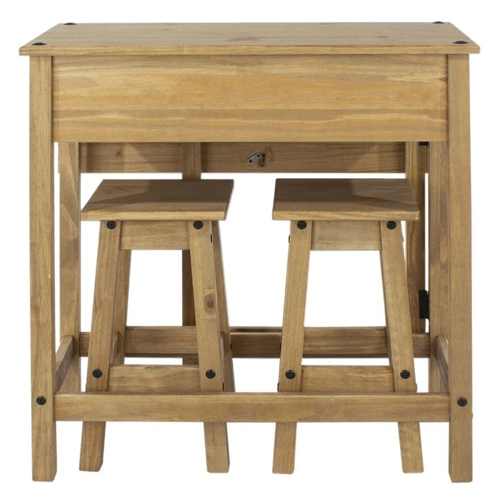 Ensemble de salle à manger 3 pièces avec table à abattants en pin massif